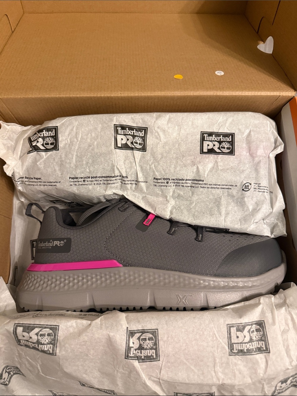 Timberland PRO Adult Women Steel Toe Sneakers | Grey and Pink Accent